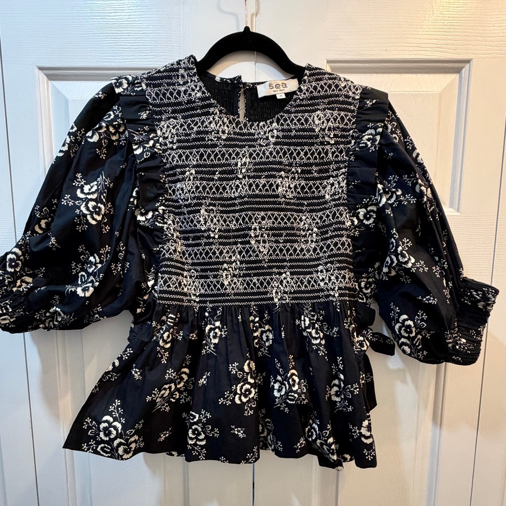 Sea New York Black and White Floral Top